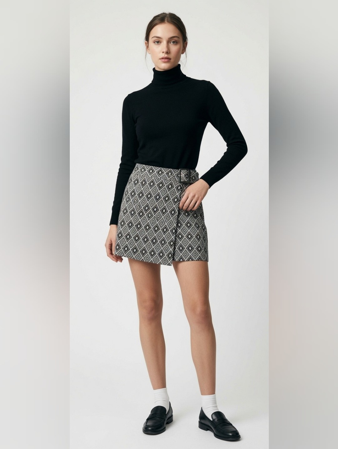 Vintage Express Tricot Belted Wrap Skirt Size 3/4 Preppy Academia School Girl